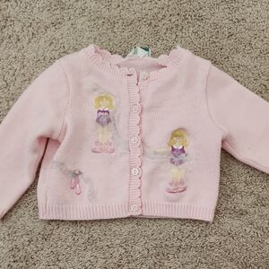 Rare Editions Pink Cardigan with Ballerina Design